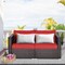 Costway 4PCS Patio Rattan Corner Sofa Sectional Furniture SetBlue\Beige\Navy Cushion